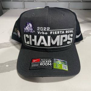 Nike 2022 Vrbo FIESTA Bowl Champs Tcu Horned Frogs SnapBack Hat Cap Grey Black